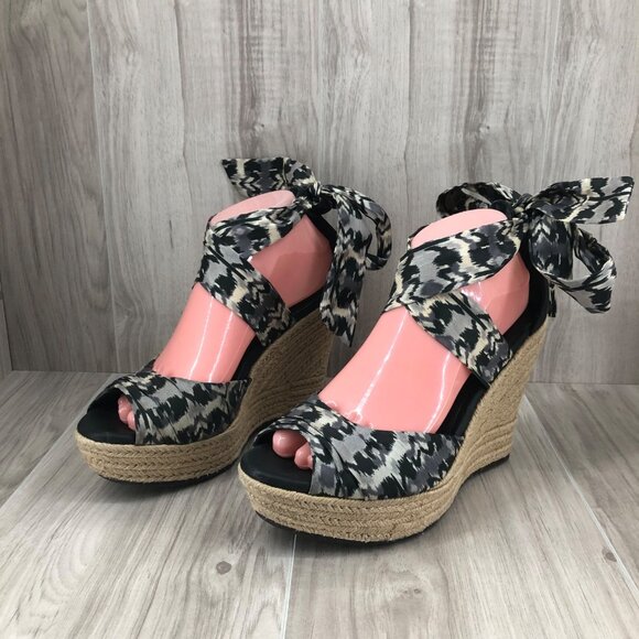 Ugg Wedge Sandals Womens 9 Lucianna Wrap Espadrille Platform Shoes - Picture 3 of 12
